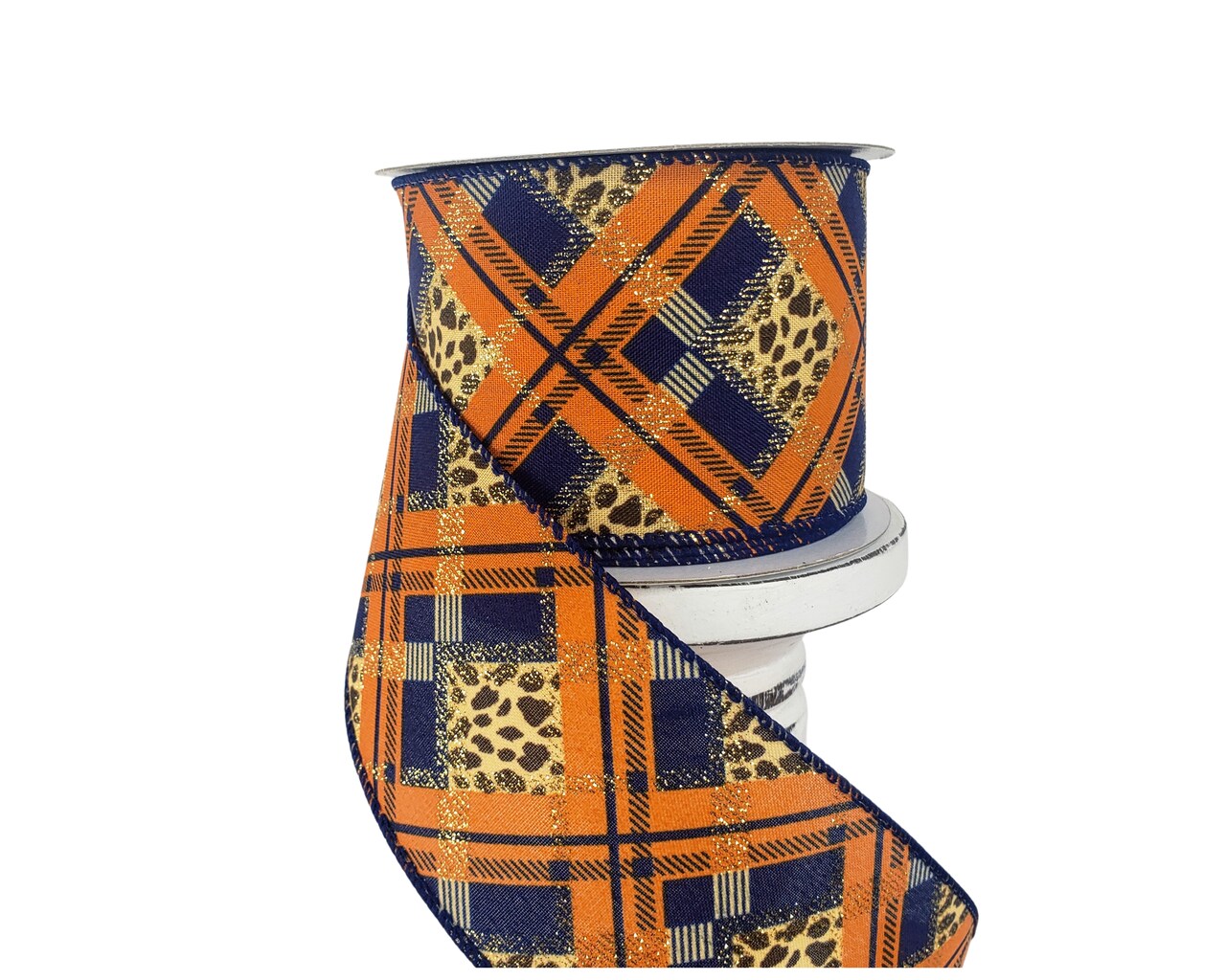 2.5"x10YD Satin Cheetah Print Plaid Fall Ribbon - Wild Elegance for Autumn Crafts and Decor -(61118-40-27)